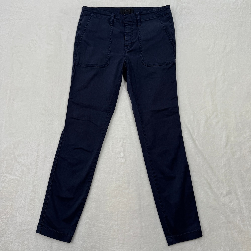 J.Crew Utility Pants Womens 27 Navy Blue Fatigue Slim Fit Cotton Lyocell Stretch